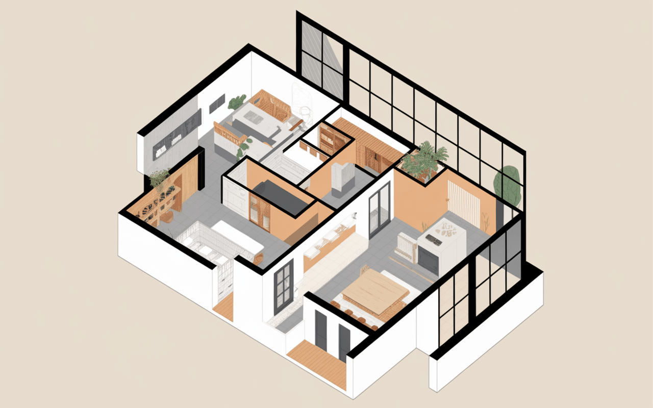 plan principe agencement interieur maison langel