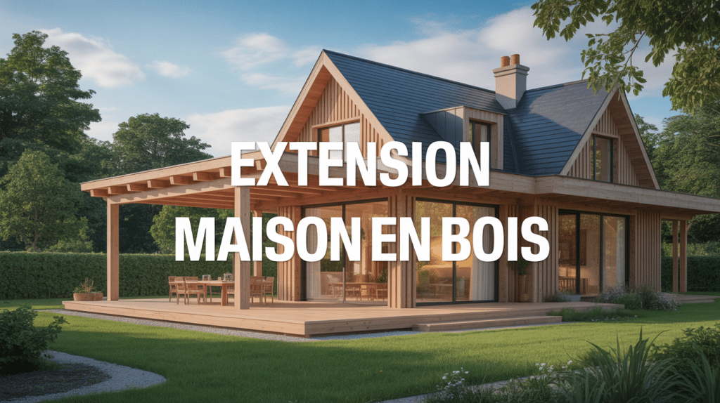 maison moderne avec extension maison en bois et terrasse en bois