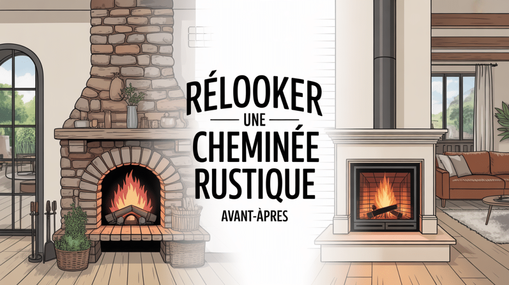 Transformation cheminée rustique moderne stylisée