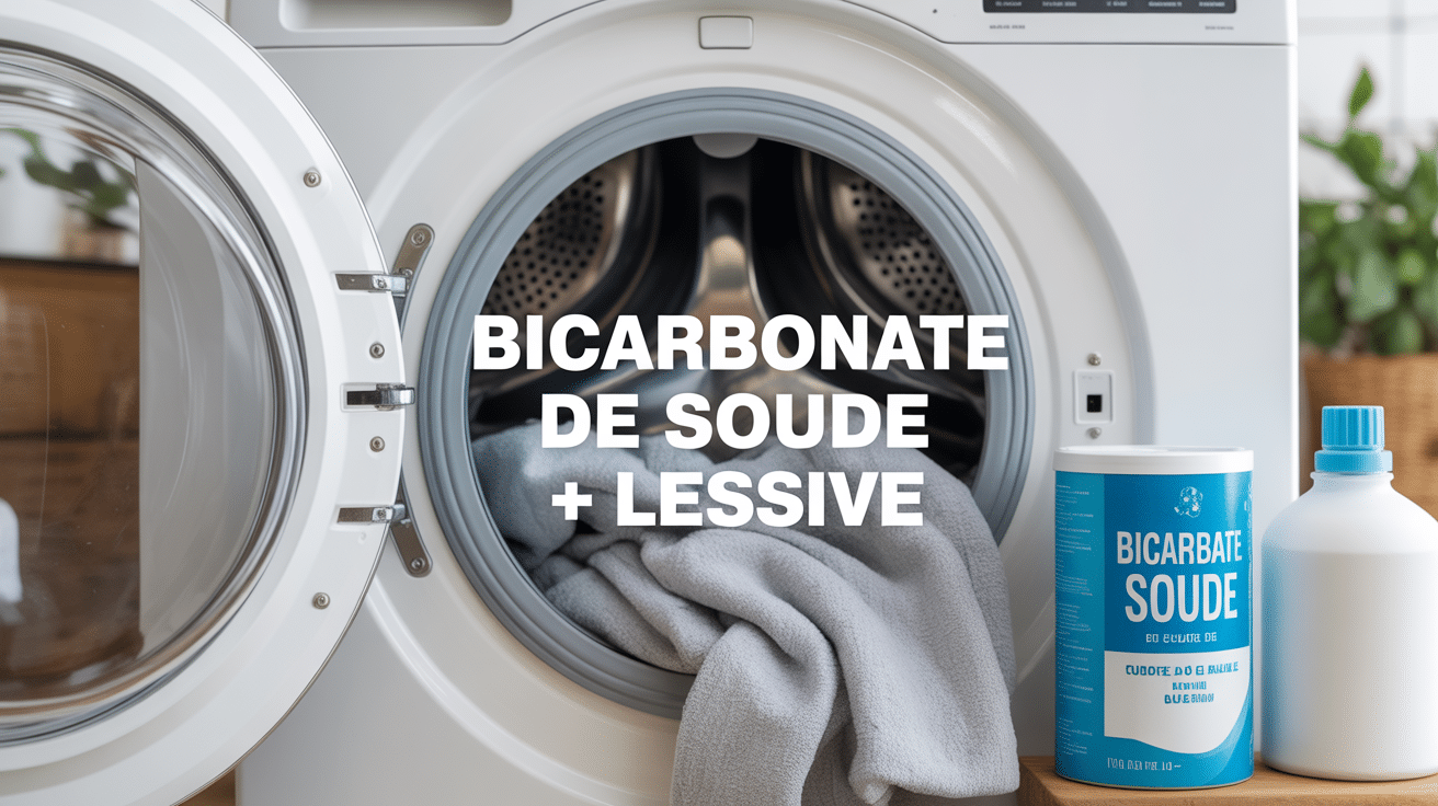 Machine à laver avec bicarbonate de soude et lessive