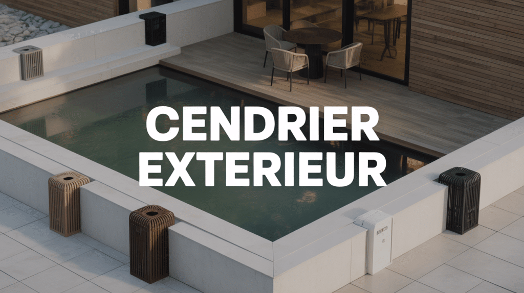 Vue d'une terrasse avec cendriers muraux et sur pied