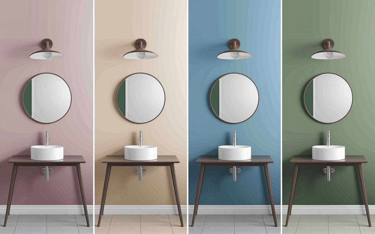 Nuancier et peintures pour toilettes.