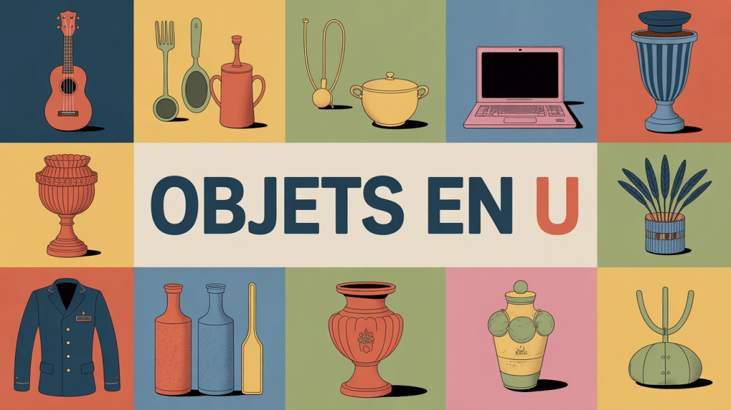 Objet en u collection artistique ukulélé ustensiles ordinateur uniforme urne