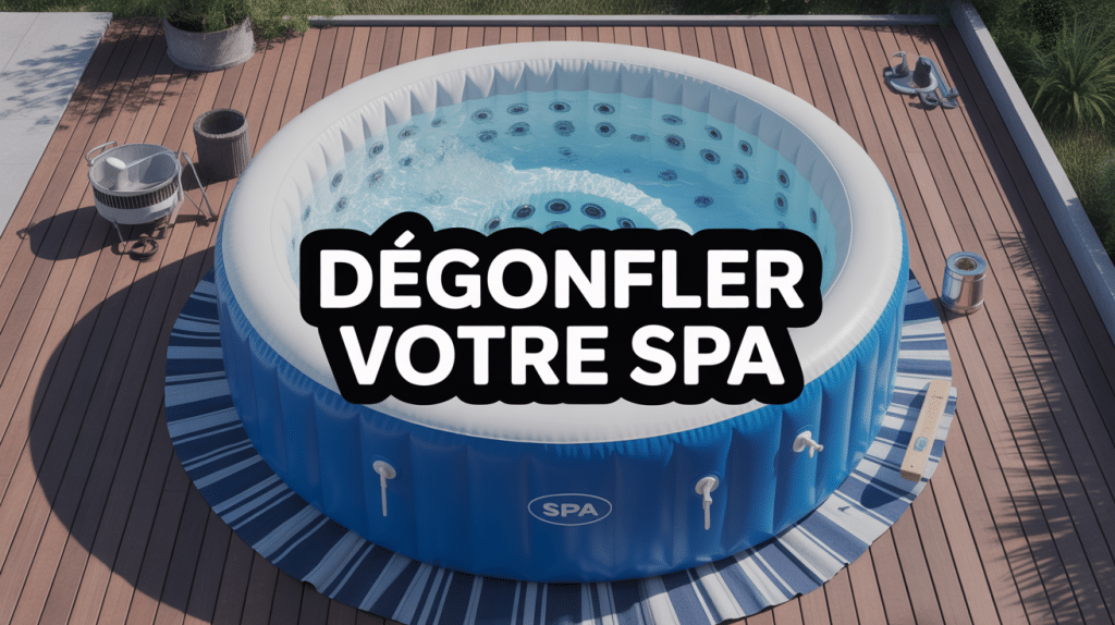 Spa Intex partiellement dégonflé sur terrasse bois