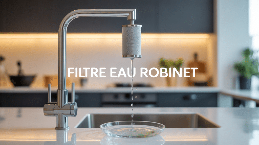 filtre eau robinet cuisine moderne gouttes eau verre
