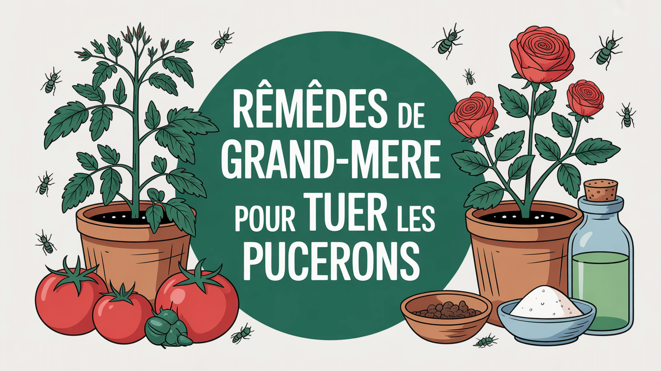 illustration jardin remede de grand-mere pour tuer les pucerons avec savon noir vinagre bicarbonate