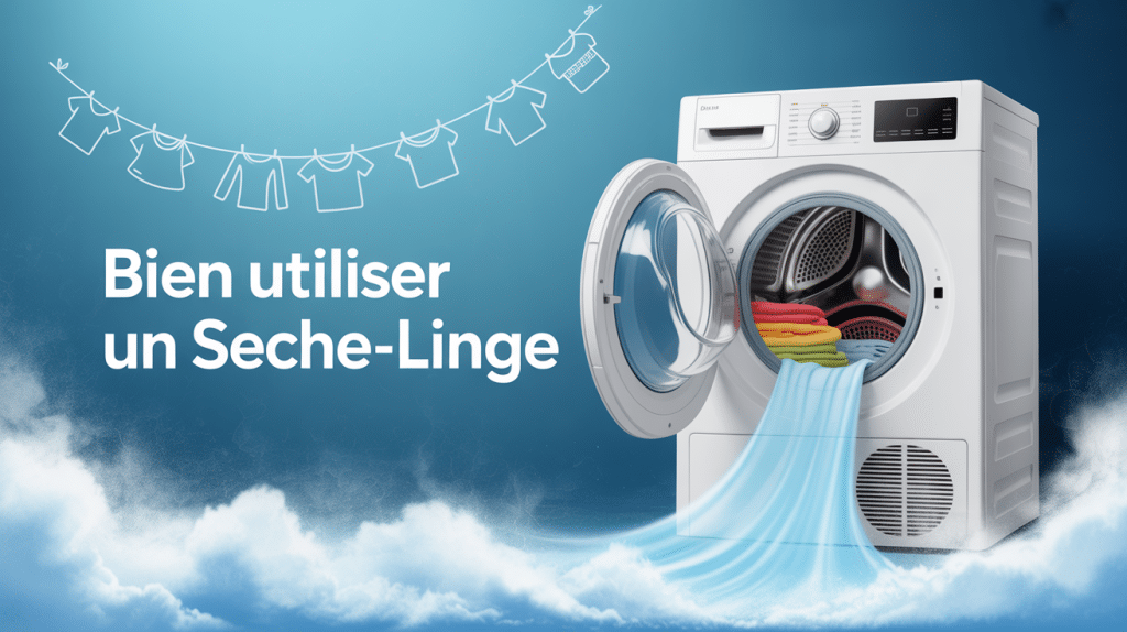 Sèche-linge moderne avec linge et vapeur