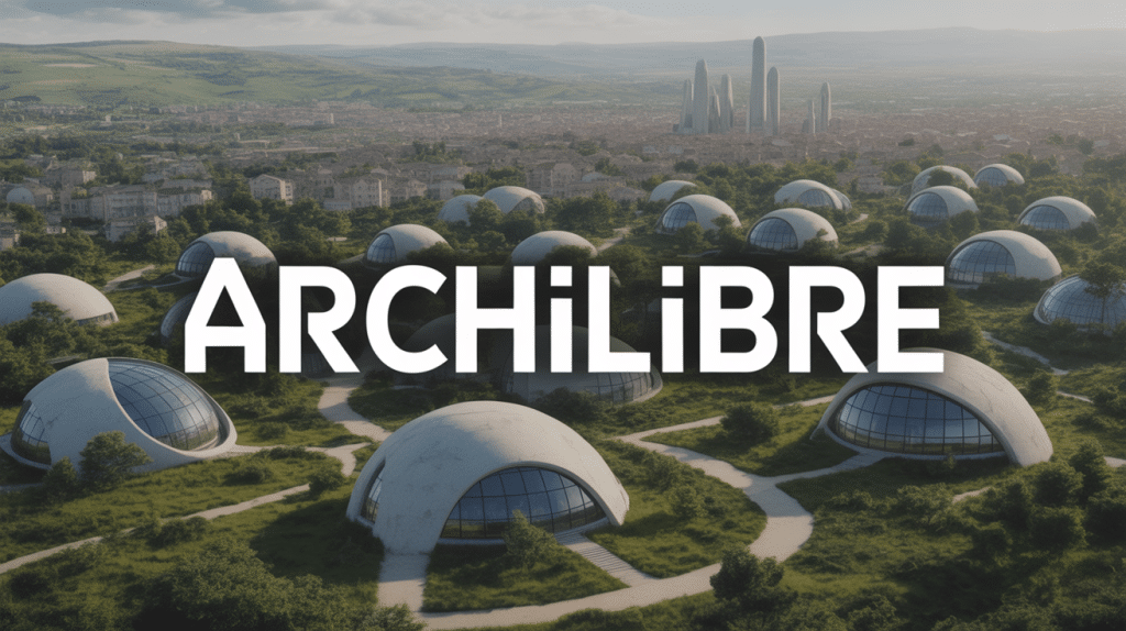 Village futuriste avec dômes géodésiques Archilibre