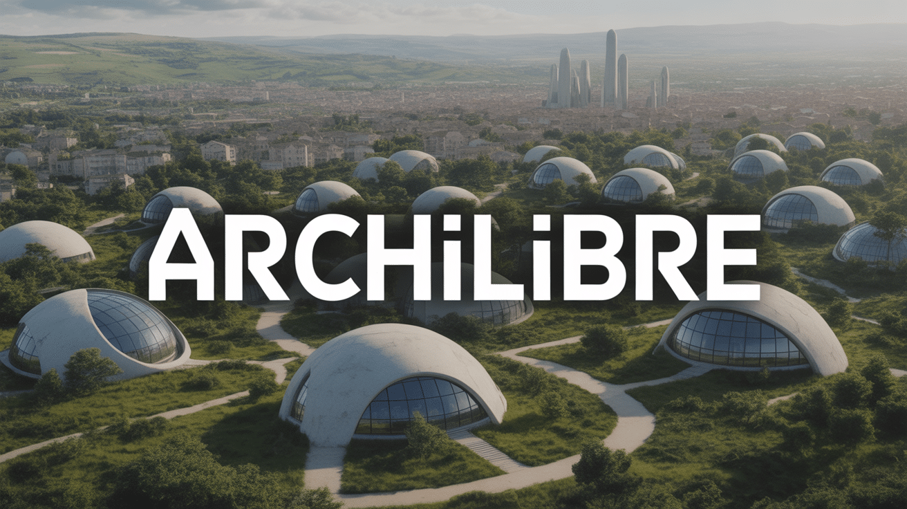 Village futuriste avec dômes géodésiques Archilibre