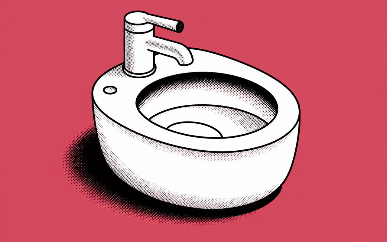 Coupe technique du WC à l'anglaise détails siphon et chasse d'eau