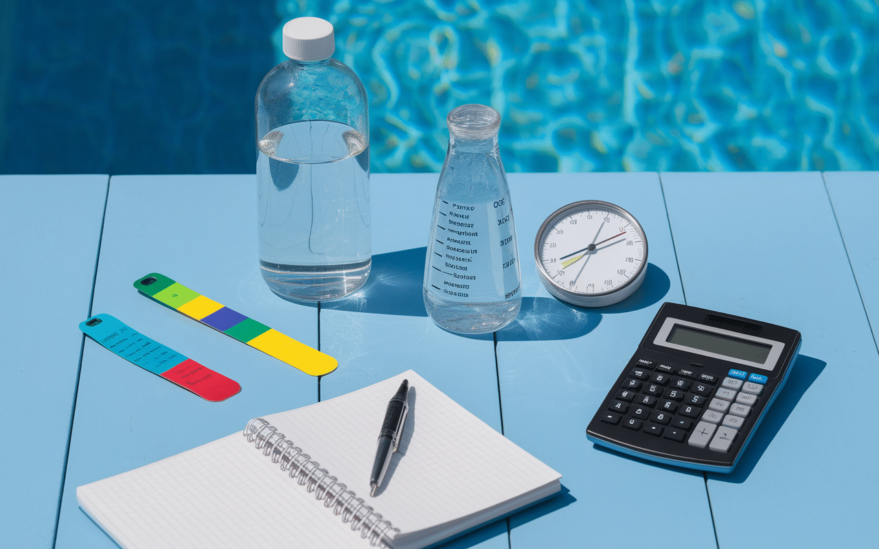 Preparation dose eau de javel pour piscine 50 m3 avec accessoires