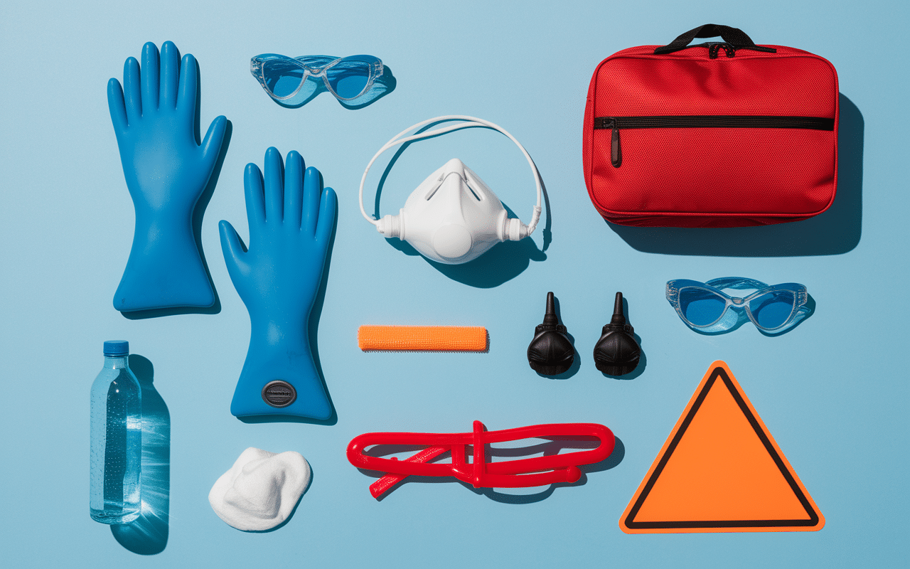 Equipement securite pour dose eau de javel piscine 50 m3