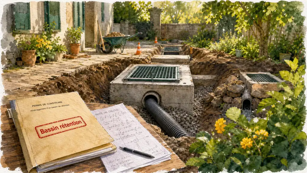 Bassin de rétention pour maison individuelle : obligations, dimensionnement et solutions techniques