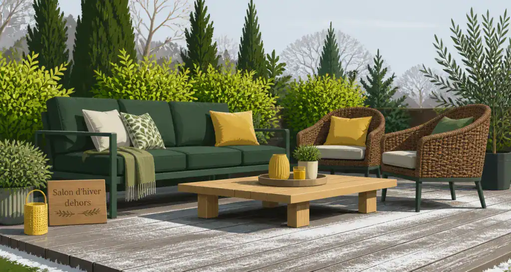 salon de jardin qui peut rester dehors l'hiver canapé aluminium teck résine terrasse hiver