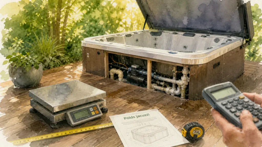 Poids d’un jacuzzi rempli : le calcul qui évite une terrasse surchargée
