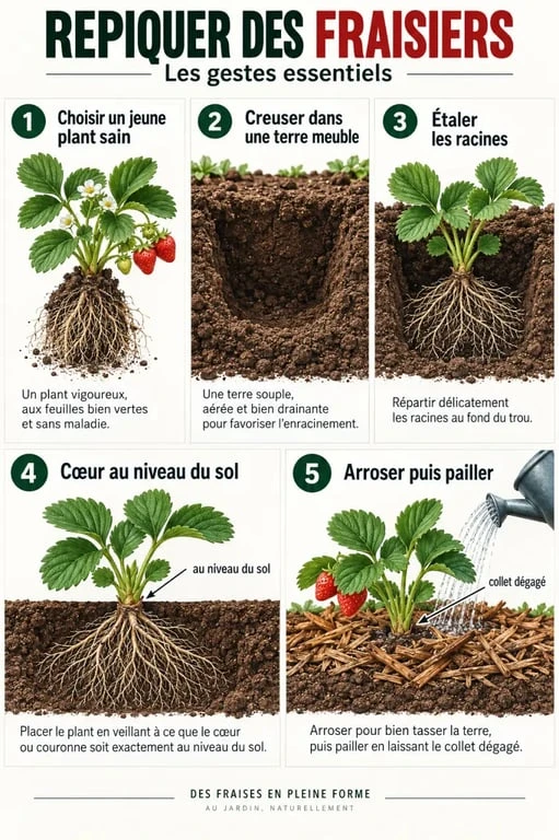 Quand repiquer des fraisiers : étapes de plantation d’un jeune fraisier