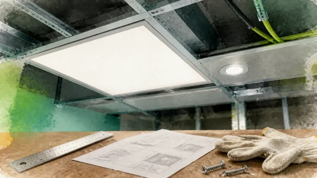 Luminaire faux plafond : comparer dalle LED, spot et coffre sans erreur de compatibilité